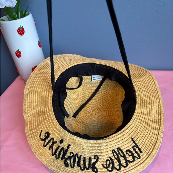 Girls Straw Sun Hat “Hello Sunshine” Beach Resortwear One Size - Picture 3 of 4